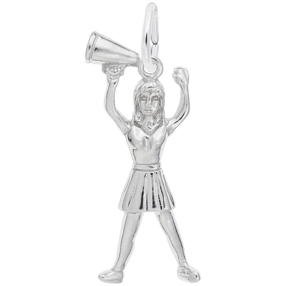 Cheerleader with Megaphone Charm - Dance & Sports Jewelry Gift 0236