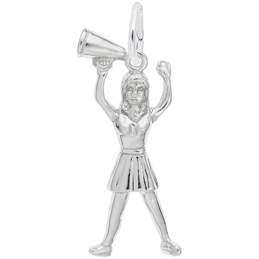 Cheerleader with Megaphone Charm - Dance & Sports Jewelry Gift 0236
