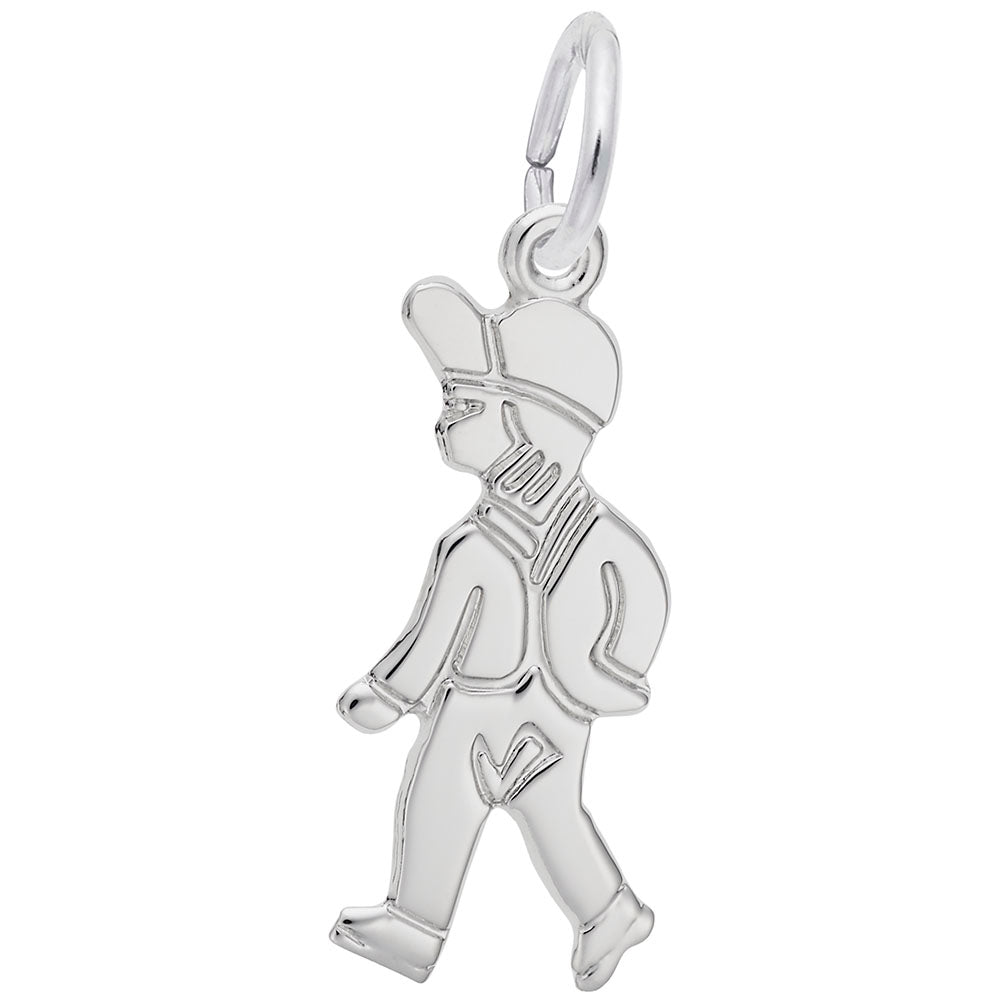 Walking Boy Charm - Unique Silhouette Disc for Personalized Jewelry 0351