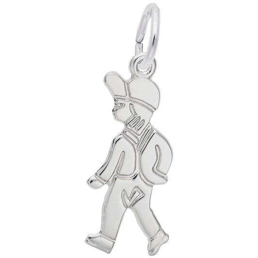 Walking Boy Charm - Unique Silhouette Disc for Personalized Jewelry 0351