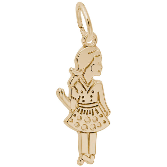 Waving Girl Charm - Elegant Silhouette Disc for Jewelry Design 0352