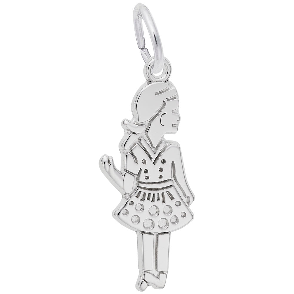 Waving Girl Charm - Elegant Silhouette Disc for Jewelry Design 0352