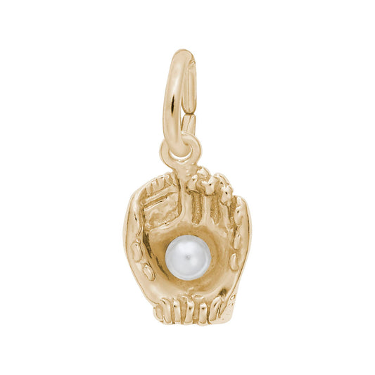 Spring Baseball Glove Charm with Pearl Accent for Jewelry Lovers 0435