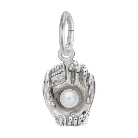 Baseball Glove with Pearl Accent Charm