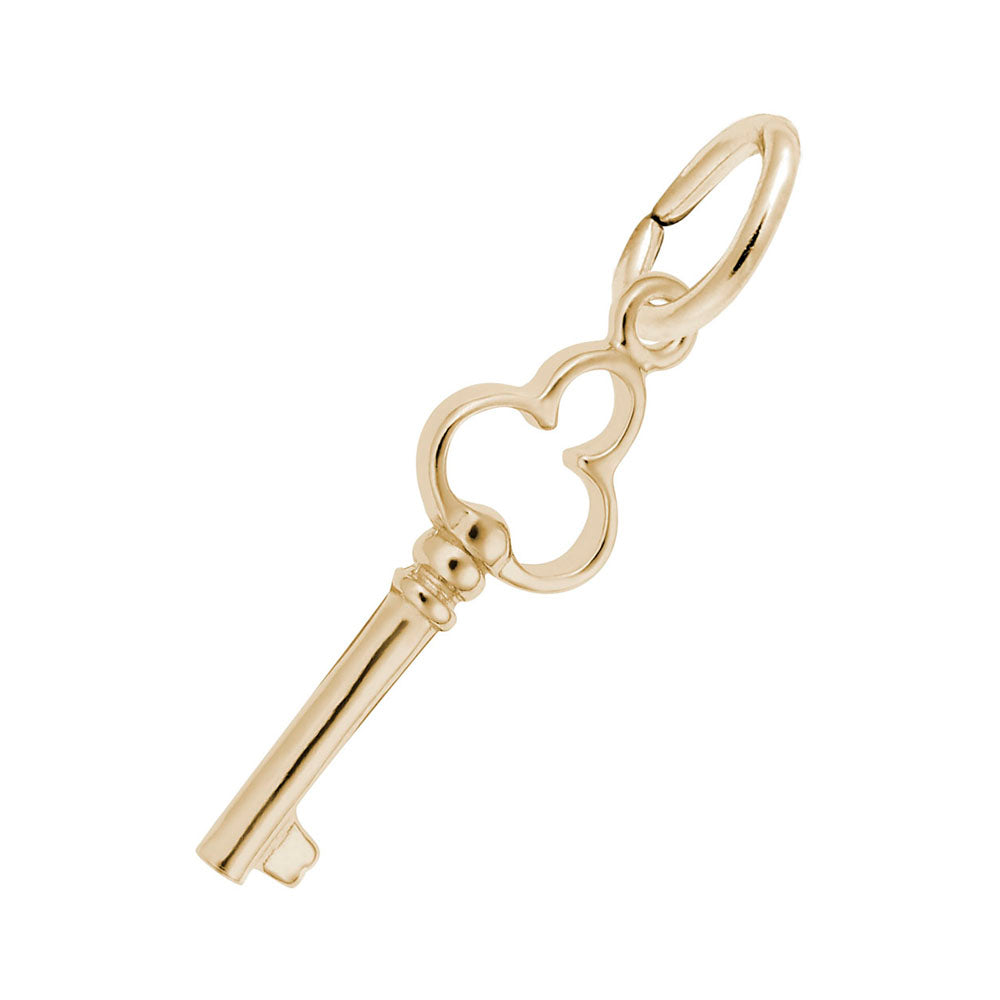 Antique Trefoil Key Accent Charm for Travel & Historical Themes 0441