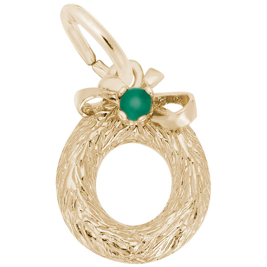 Festive Christmas Wreath Charm with Bead for Holiday Jewelry 0466