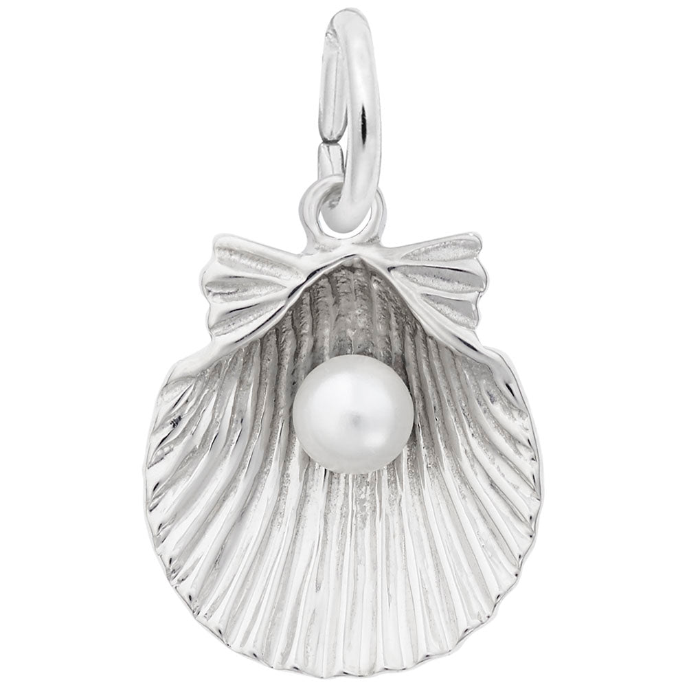 Clamshell with Pearl Charm - Nautical Sea Life Jewelry Accessory 0508
