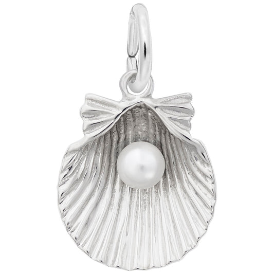 Clamshell with Pearl Charm - Nautical Sea Life Jewelry Accessory 0508