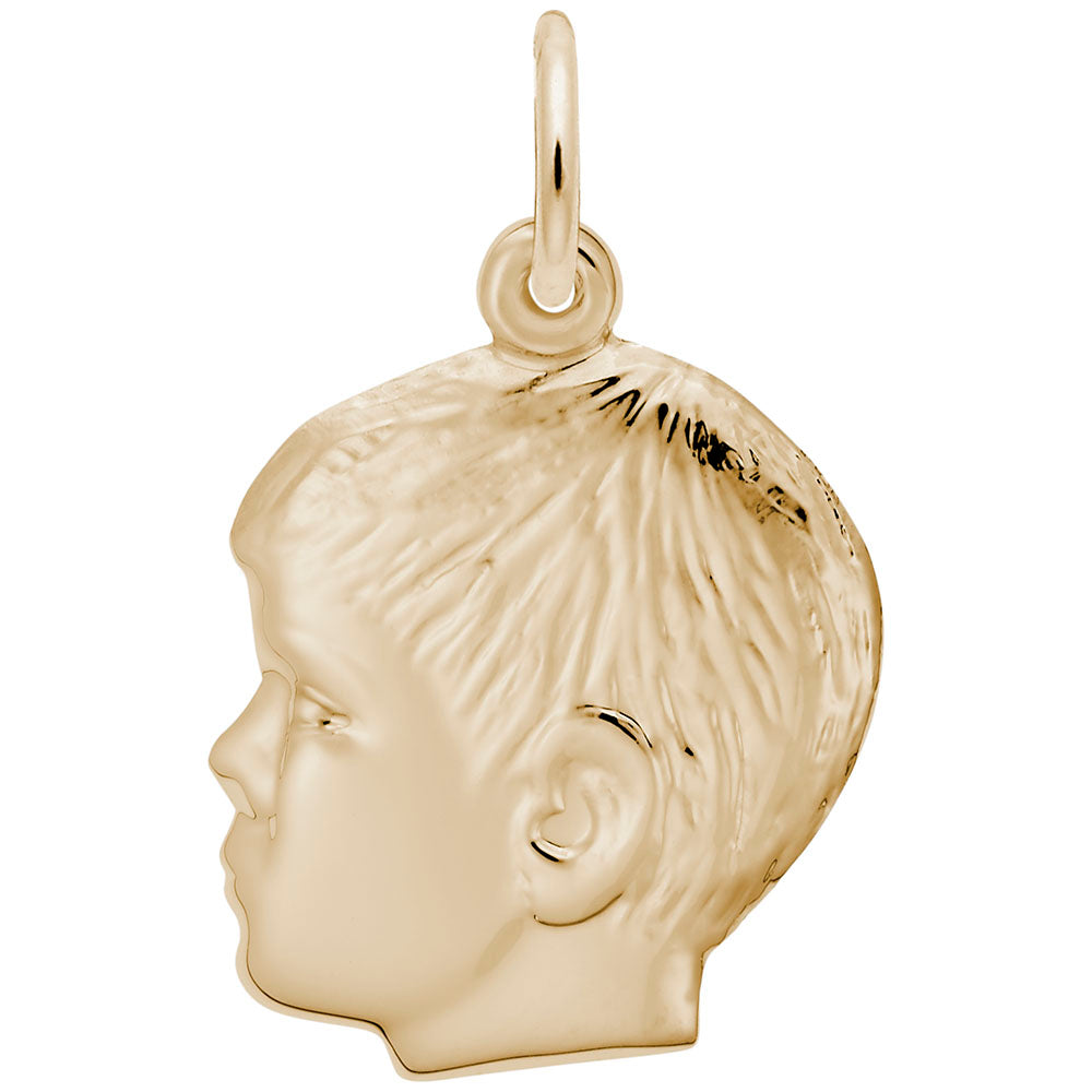 Young Boys Head Charm - Unique Silhouette Disc for Kids' Jewelry 0511
