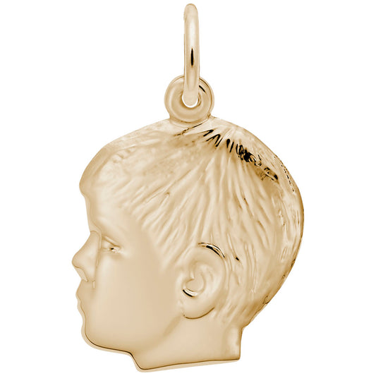 Young Boys Head Charm - Unique Silhouette Disc for Kids' Jewelry 0511
