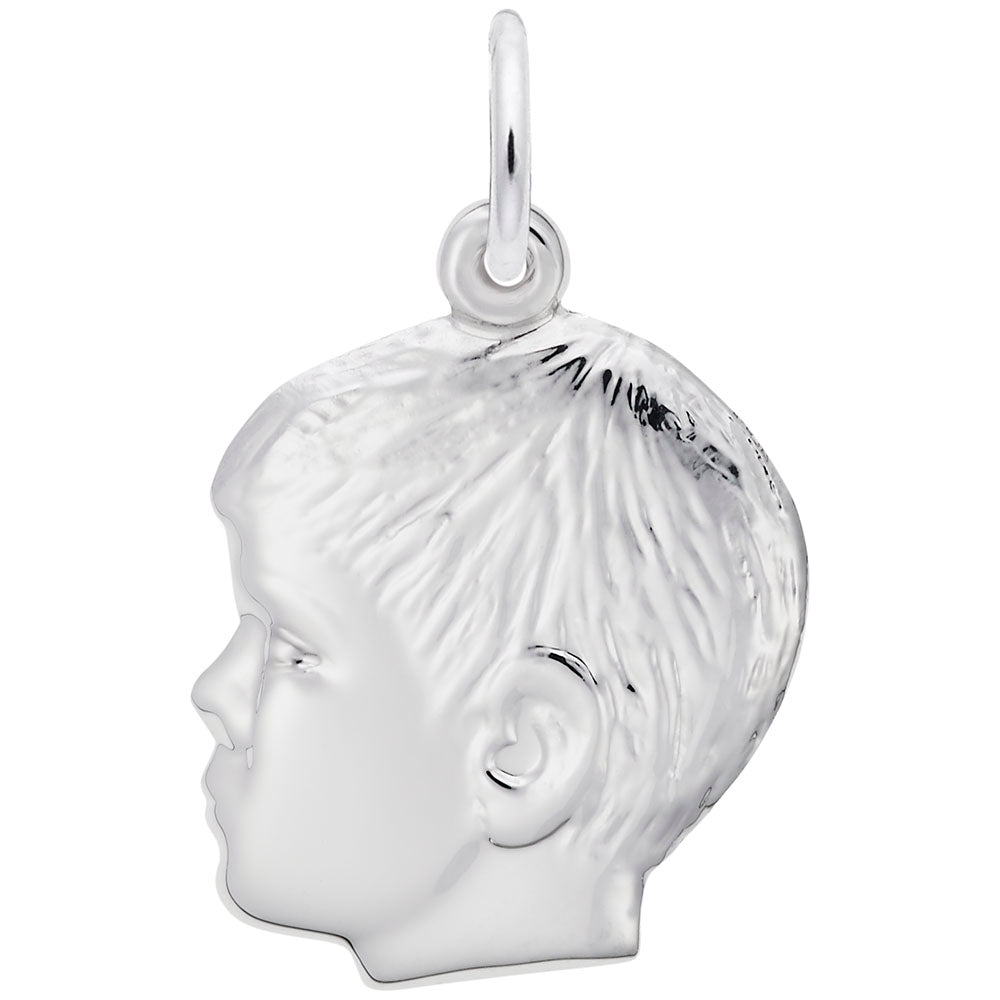 Young Boys Head Charm - Unique Silhouette Disc for Kids' Jewelry 0511