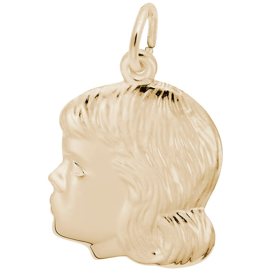 Young Girls Head Charm - Elegant Silhouette Disc Jewelry Piece 0512