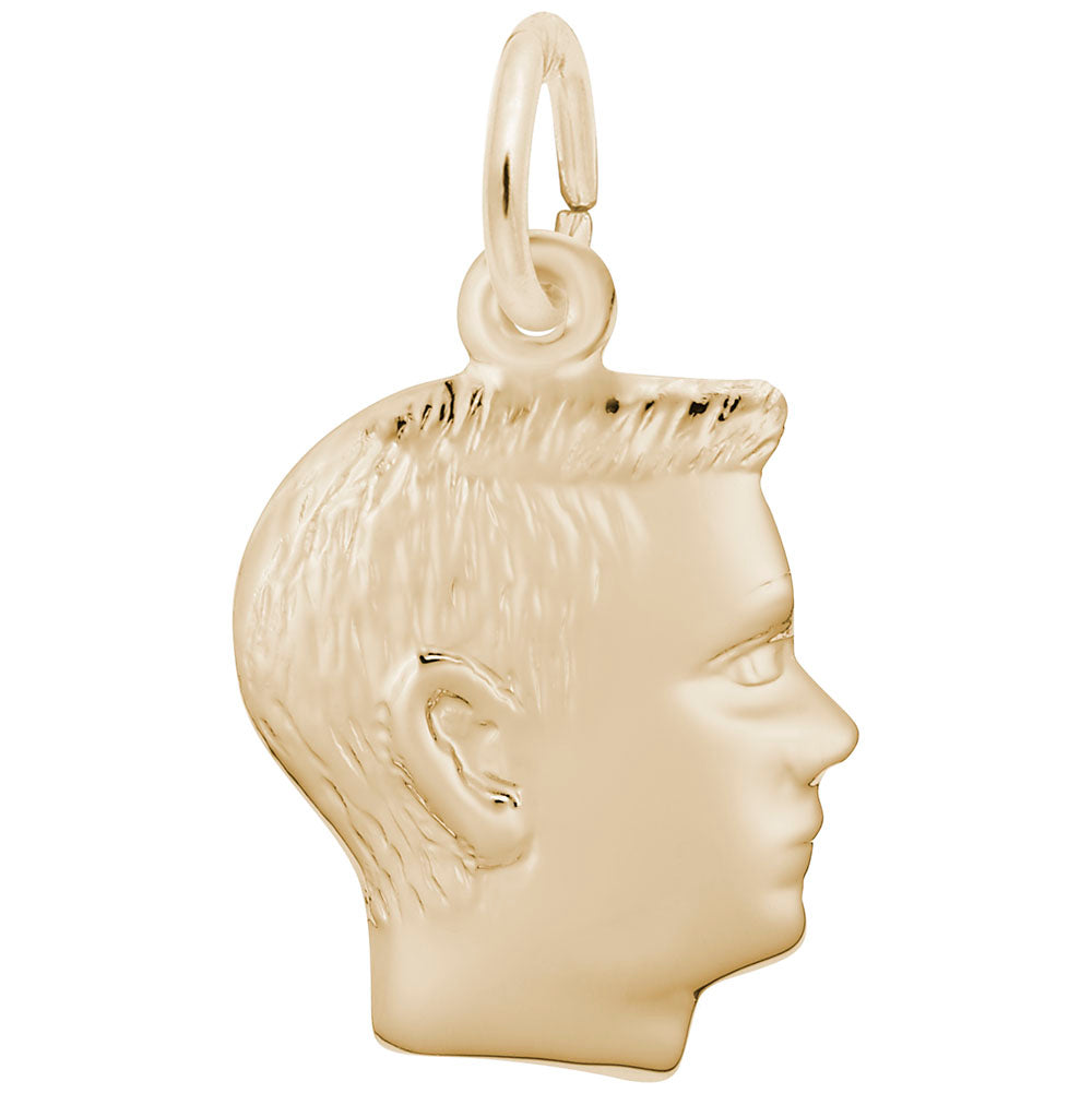 Boys' Head Charm - Unique Silhouette Disc for Personalized Jewelry 0513