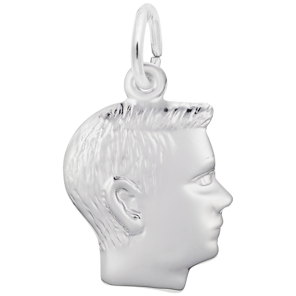 Boys' Head Charm - Unique Silhouette Disc for Personalized Jewelry 0513