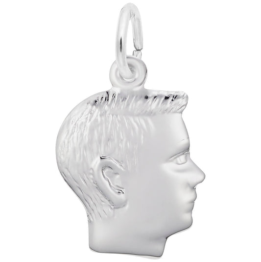 Boys' Head Charm - Unique Silhouette Disc for Personalized Jewelry 0513