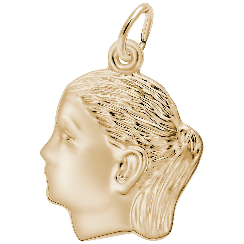 Girls' Head Charm - Elegant Silhouette Disc for Personalized Jewelry 0514