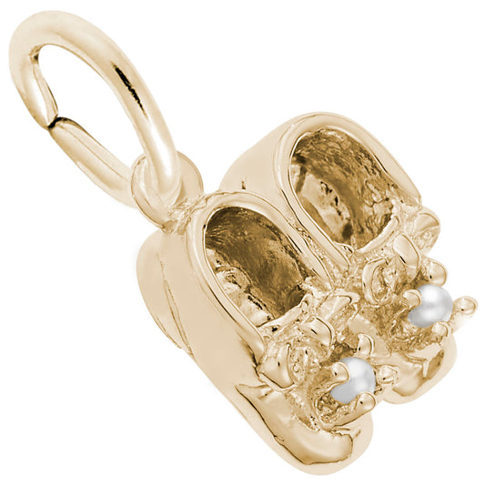 Elegant Baby Booties Charm with Pearl Accents for Keepsakes 0517