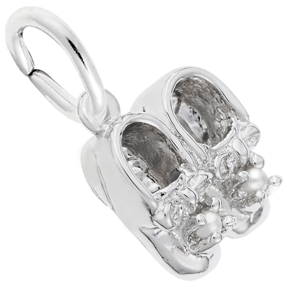 Elegant Baby Booties Charm with Pearl Accents for Keepsakes 0517
