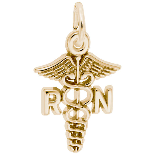 Small RN Caduceus Charm for Nurses - Medical Profession Jewelry 0543