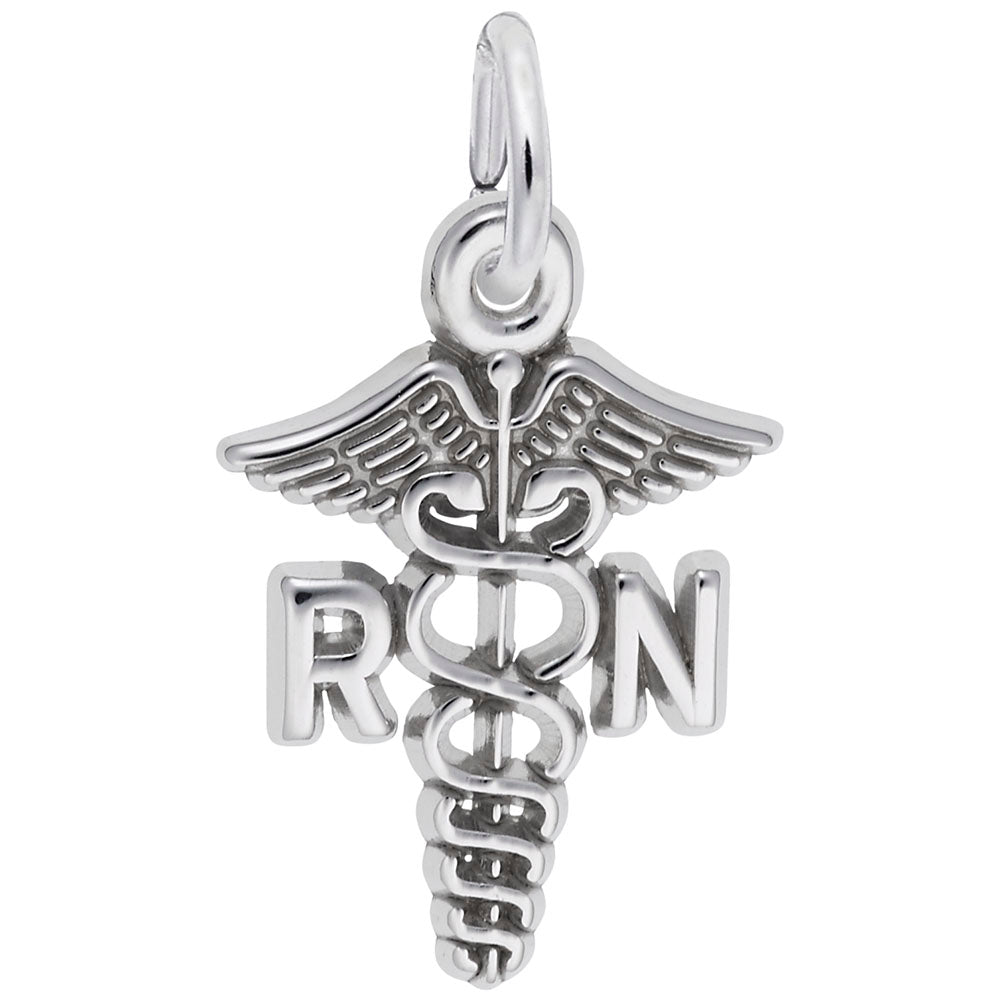 Small RN Caduceus Charm for Nurses - Medical Profession Jewelry 0543
