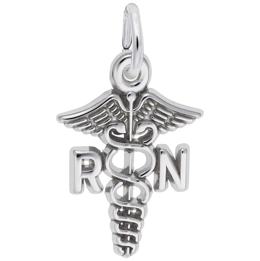 Small RN Caduceus Charm for Nurses - Medical Profession Jewelry 0543