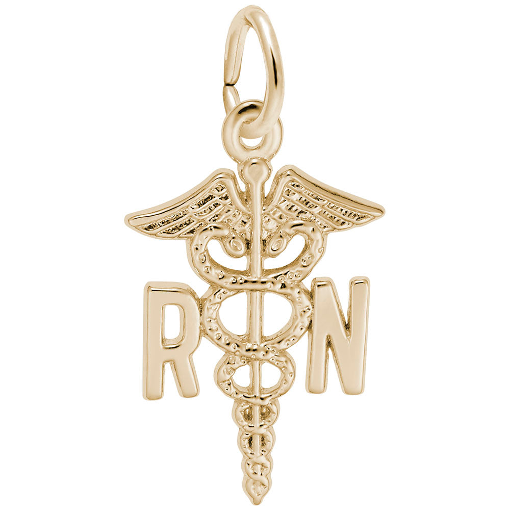 Registered Nurse Caduceus Charm - Medical Profession Jewelry Gift 0544