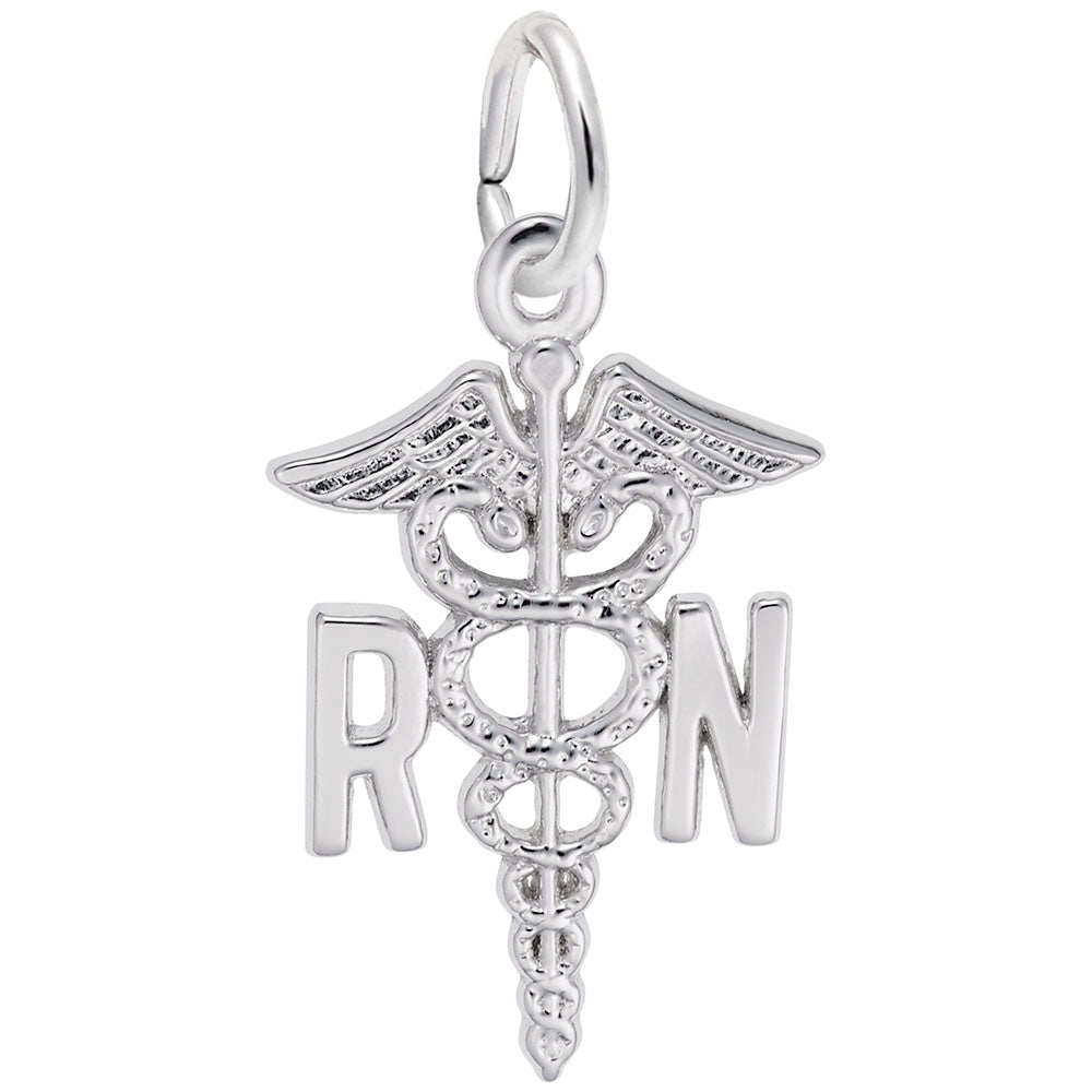 Registered Nurse Caduceus Charm - Medical Profession Jewelry Gift 0544