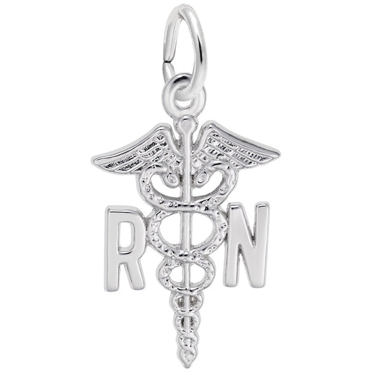 Registered Nurse Caduceus Charm - Medical Profession Jewelry Gift 0544