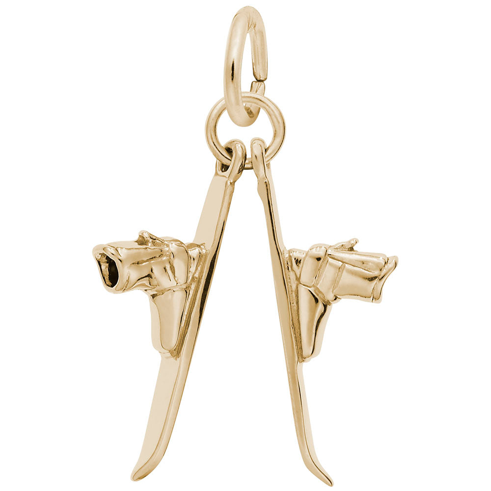 Sterling Silver Pair of Skis Charm for Skiing Enthusiasts 0551