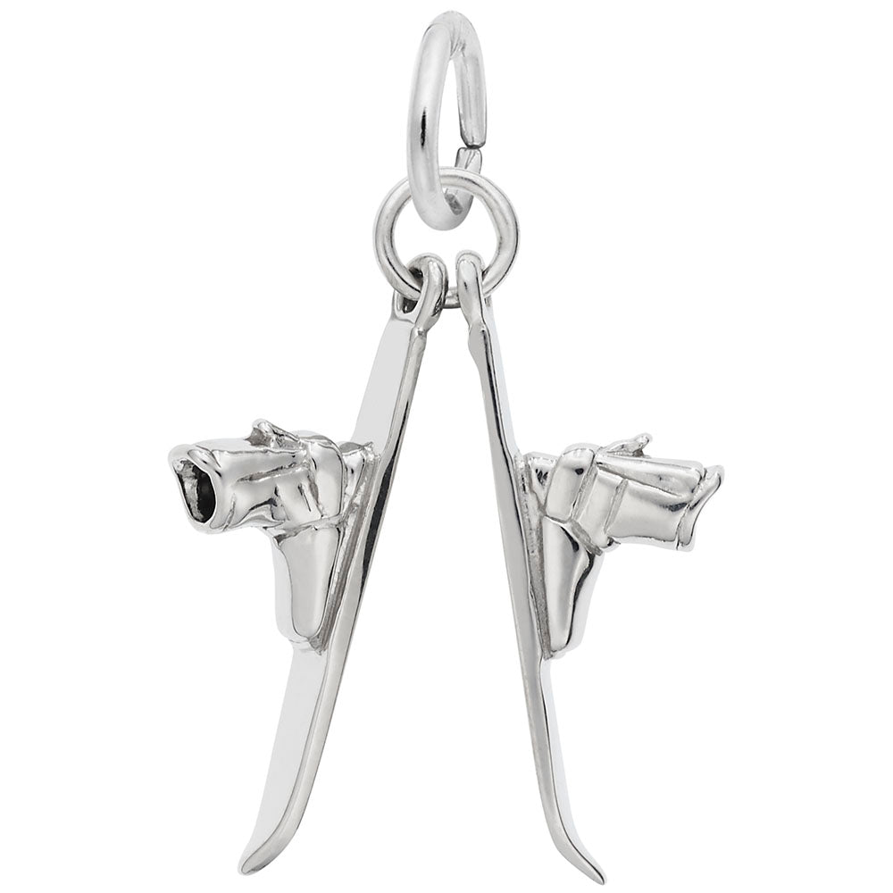 Sterling Silver Pair of Skis Charm for Skiing Enthusiasts 0551