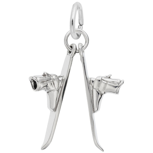 Sterling Silver Pair of Skis Charm for Skiing Enthusiasts 0551