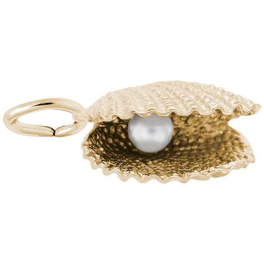 Elegant Oyster Shell Charm with Pearl - Nautical Jewelry Accessory 0552