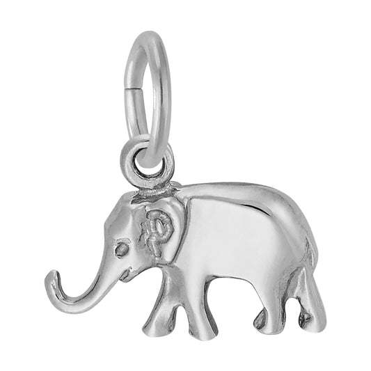 Small Elephant Charm - 14K White Gold, 0574 Gold