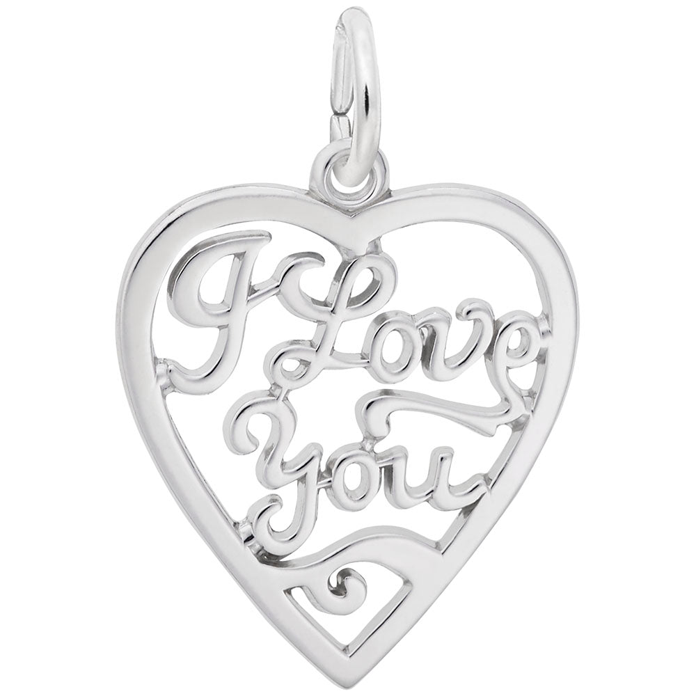 I Love You Open Heart Charm - Elegant Silver Heart Pendant 0685