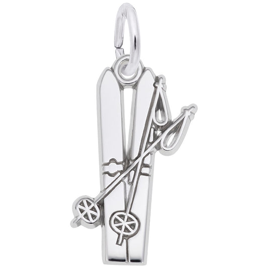 Flat Skis Charm for Skiing Enthusiasts - Rembrandt Charms 0709