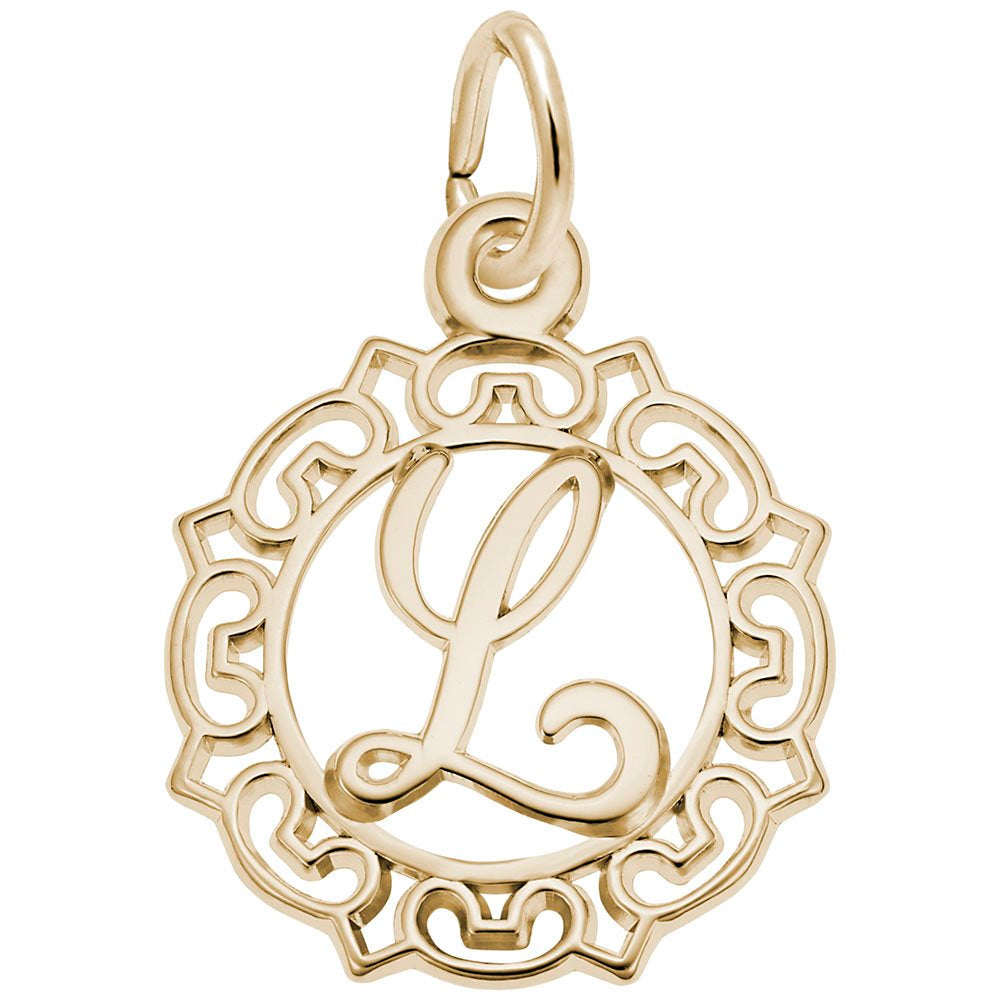 Ornate Script Initial 'L' Charm - Elegant Personalized Jewelry 0817-012