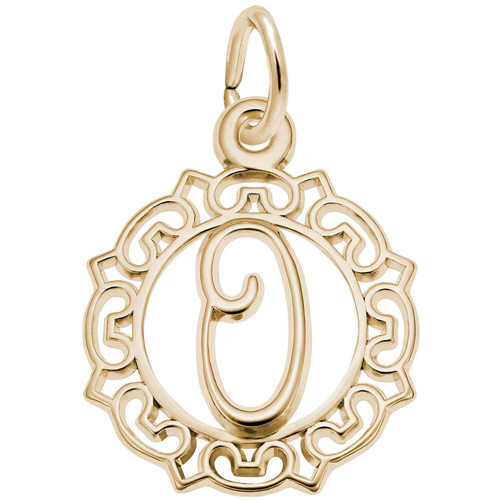 Ornate Script Initial 'O' Charm - Elegant Personalized Jewelry 0817-015