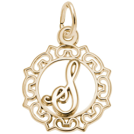 Ornate Script Initial 'S' Charm - Elegant Personalized Jewelry 0817-019