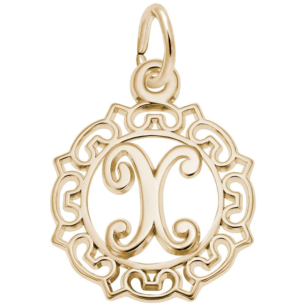 Ornate Script Initial X Charm - Elegant Personalized Jewelry 0817-024