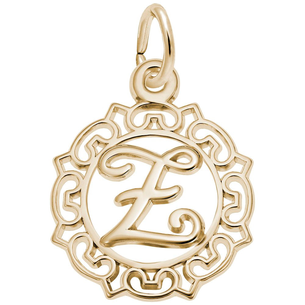 Ornate Script Initial Z Charm - Elegant Personalized Jewelry 0817-026
