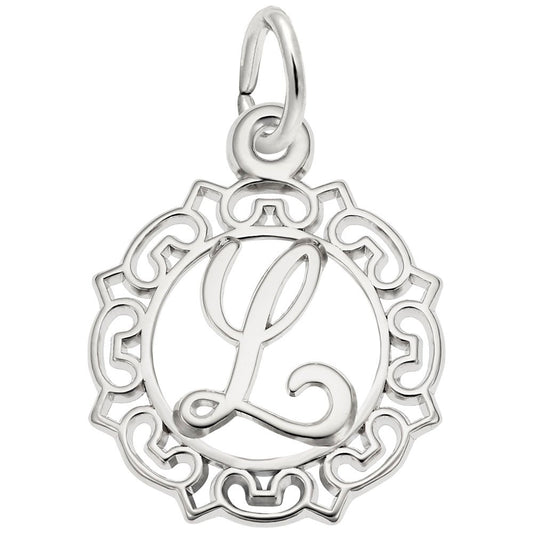 Ornate Script Initial 'L' Charm - Elegant Personalized Jewelry 0817-012
