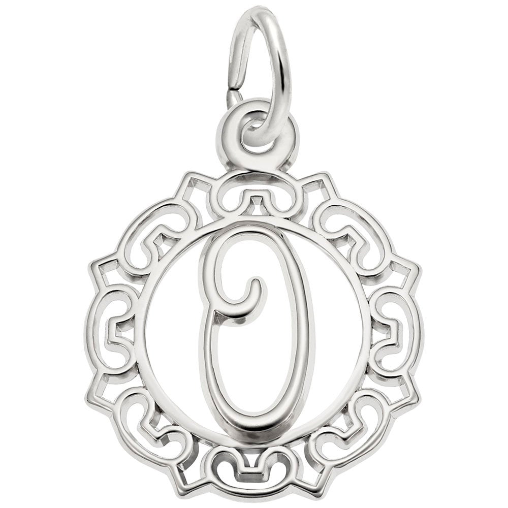 Ornate Script Initial 'O' Charm - Elegant Personalized Jewelry 0817-015