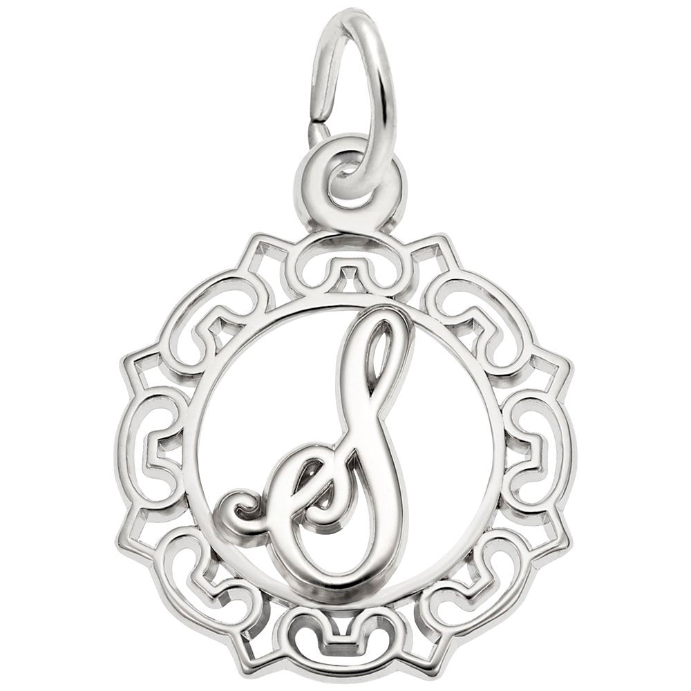 Ornate Script Initial 'S' Charm - Elegant Personalized Jewelry 0817-019