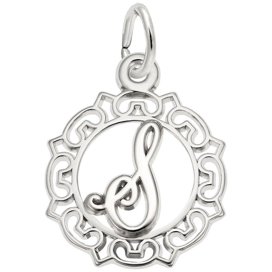 Ornate Script Initial 'S' Charm - Elegant Personalized Jewelry 0817-019