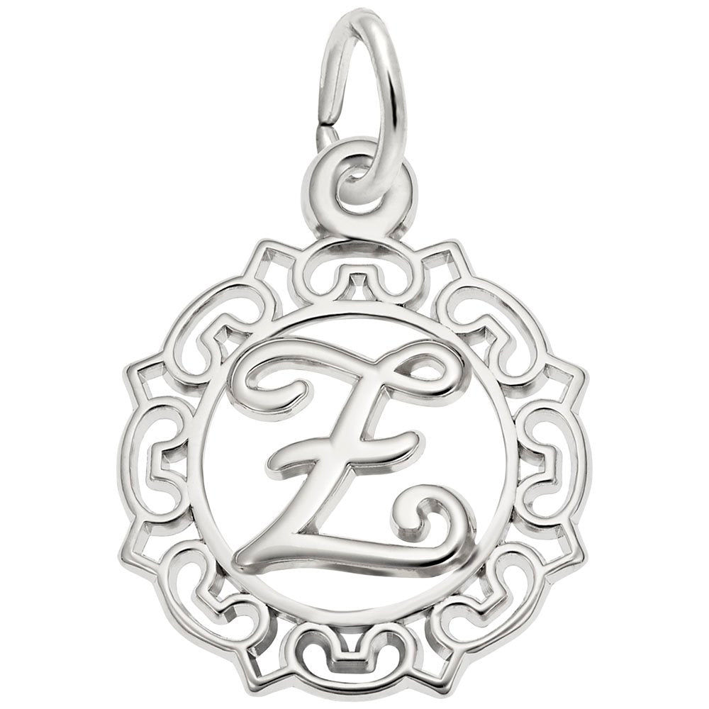 Ornate Script Initial Z Charm - Elegant Personalized Jewelry 0817-026