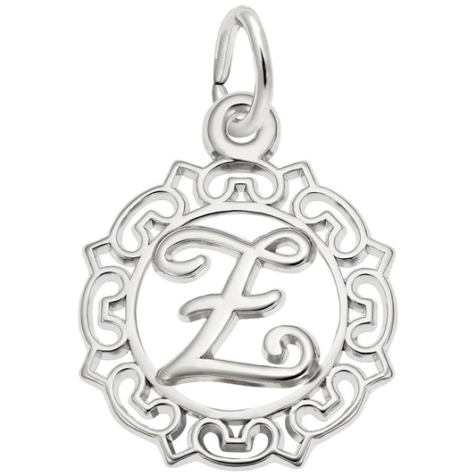 Ornate Script Initial Z Charm - Elegant Personalized Jewelry 0817-026