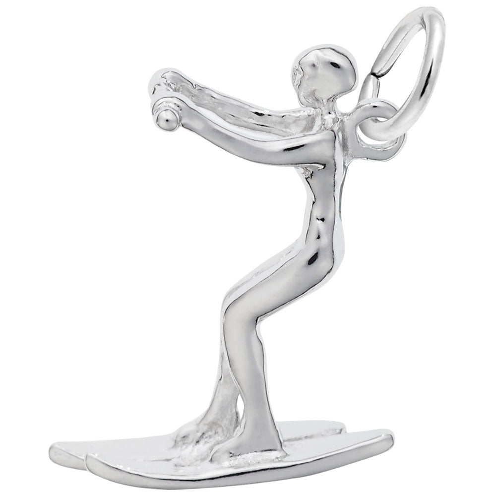 Water Skier Charm - Sterling Silver Sports Jewelry for Skiing Fans 0882