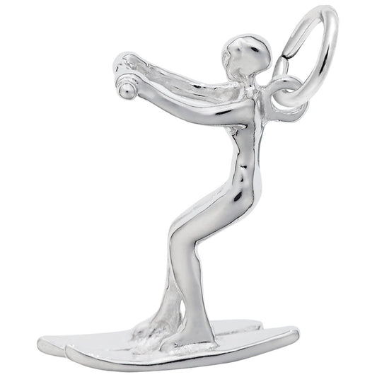 Water Skier Charm - Sterling Silver Sports Jewelry for Skiing Fans 0882
