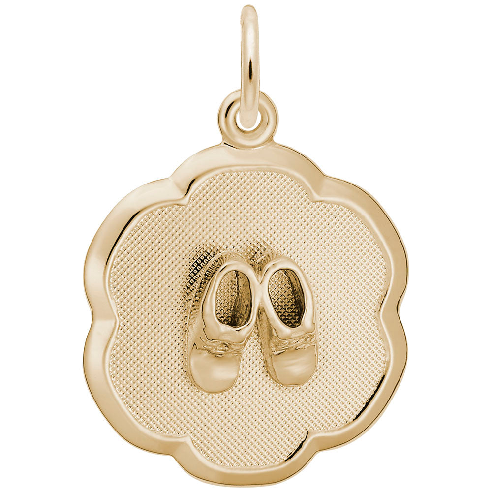 Baby Booties Charm on Scalloped Disc - Perfect Gift for Newborns 0945