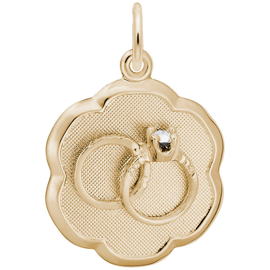 Personalized Scalloped Disc Wedding Rings Charm for Engraving 0946